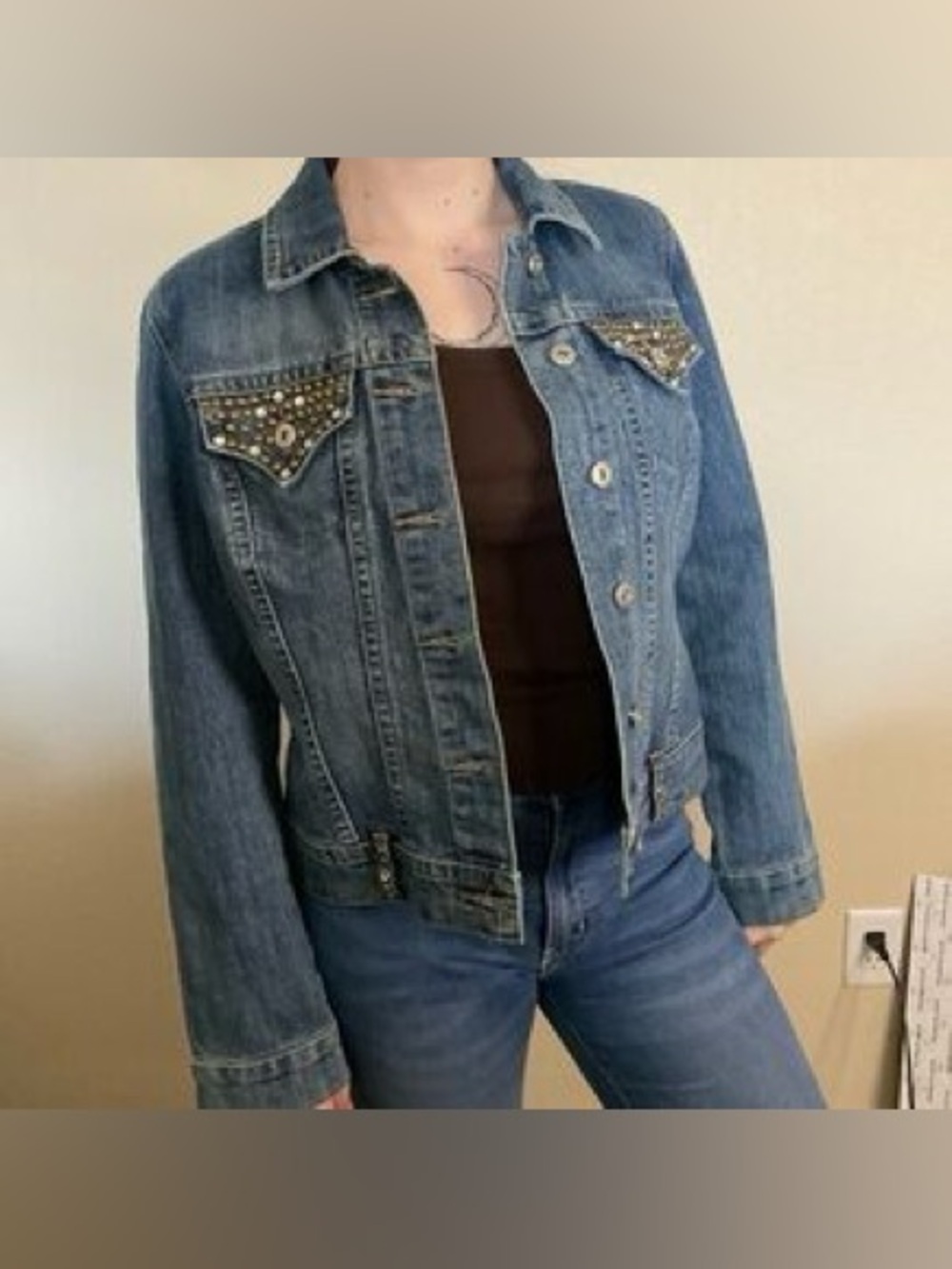 Baccini Women’s Light Blue Rhinestone Embellished Denim Jacket! Size Medium. - Picture 12 of 12